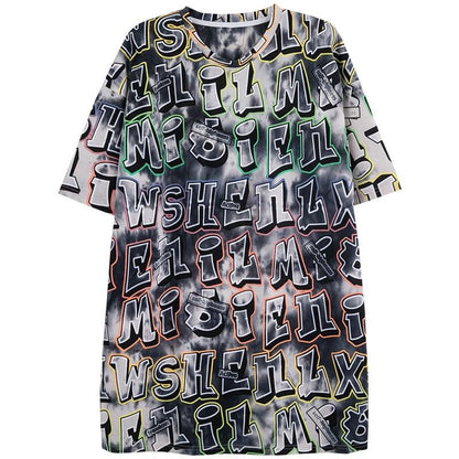 カジュアル 切り替え オシャレ度満点 プリント Tシャツ カットソー＜U-3504＞