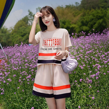 美人度アップ カジュアル 真夏も快適 半袖 Tシャツ ショートパンツ セットアップ ＜U-11190＞