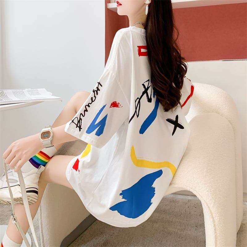 ルーズ カートゥーンプリント 今季大好評 Tシャツ カットソー＜U-3471＞