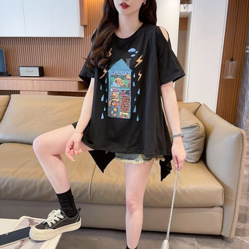 売れ筋 早い者勝ち 絶対流行 カジュアル 2色選択 Tシャツ<U-11444>