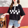 デザイン感 切り替え チャーミング プリント Tシャツ カットソー＜U-3586＞