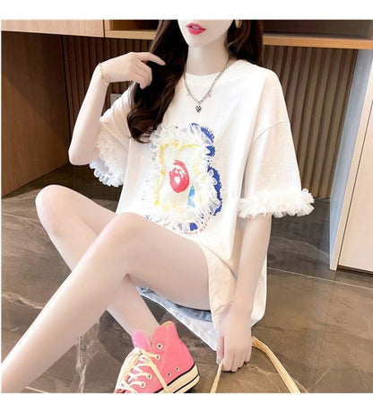 新作 好感度満載 個性的なデザイン ラウンドネック Tシャツ カットソー＜U-8405＞