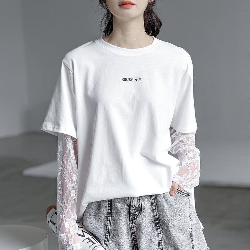 清純甘くて女子力UP 切り替え 美感いっぱい Tシャツ カットソー＜U-3020＞