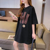 ファッション ロング プリントTシャツ 丸襟 半袖＜U-2807＞