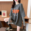 絶対流行 カジュアル アバンギャルド レイヤード風 プリント全3色 Tシャツ＜U-9587＞