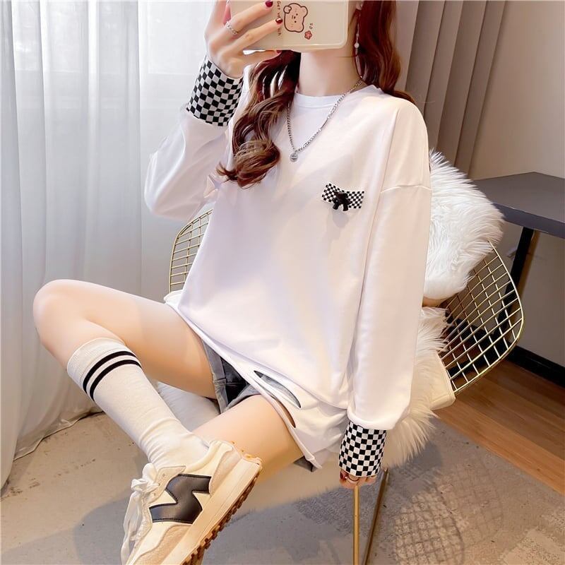 スタイリッシュ 切り替え 一目惚れ プリント Tシャツ カットソー＜U-3675＞