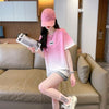 新商品 カジュアル グラデーション プリント 全3色 半袖Tシャツ<U-9214>