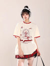 大人可愛い 早い者勝ち 絶対流行 カジュアル 2色選択 Tシャツ<U-11108>