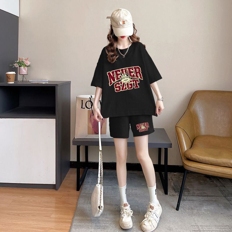 売り切れ必至 プリント カジュアル 半袖Ｔシャツⅹパンツセット全2色 <U-8549>
