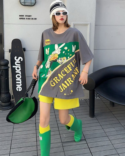 着回し力抜群 ファッション 個性派 レース プリント全3色 半袖Tシャツ<U-8981>