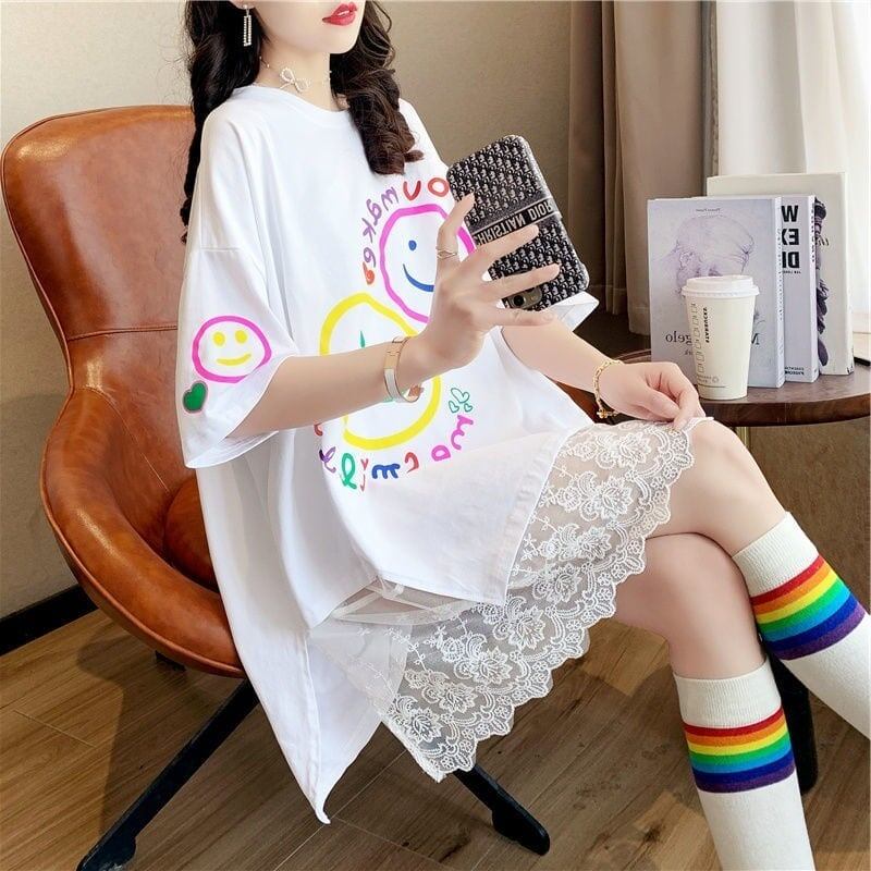 新作 ロゴ レイヤード風 プリント ゆったり 半袖 Ｔシャツ 全3色<U-4948>