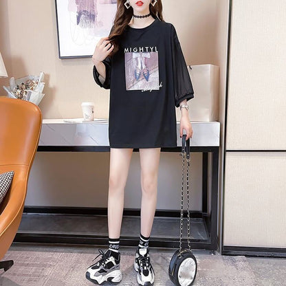 話題沸騰中 プリント 切り替え ストリート ゆったり 着せ トップス Tシャツ ＜U-2075＞