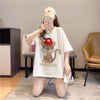 デザイン感 切り替え チャーミング プリント Tシャツ カットソー＜U-3401＞