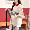 スタイルアップ グラフィック POLOネック ドロップショルダーTシャツ ゆったり半袖 ＜U-3048＞