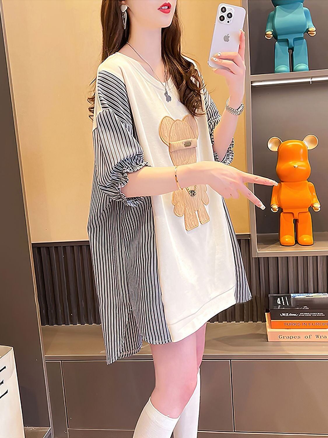 美人度アップ  ファッションルーズ 厚手フード付きパーカー全2色<U-4727>
