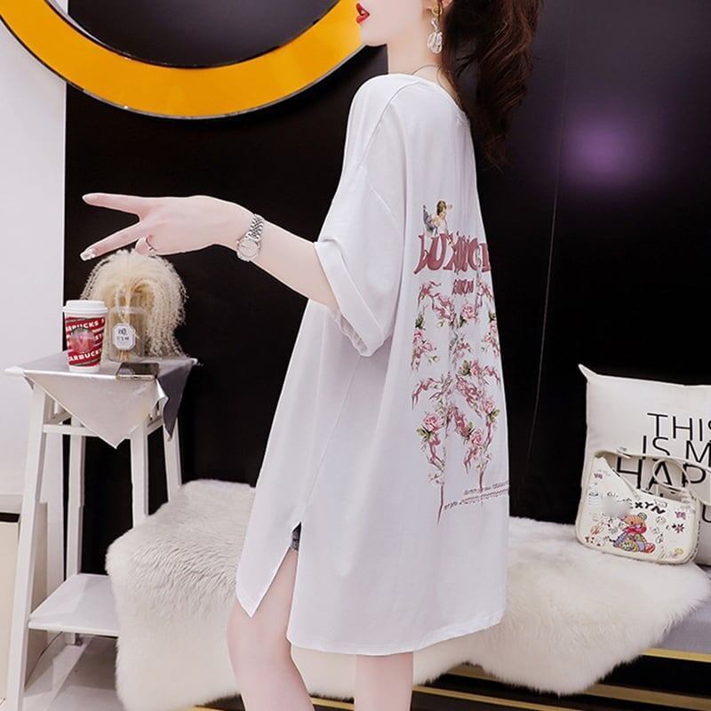 スタイリッシュ 切り替え 一目惚れ プリント Tシャツ カットソー＜U-3654＞