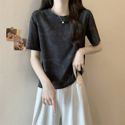 着回し力抜群 ホットダイヤモンド 定番シンプル 全2色 半袖Tシャツ カットソー ＜U-8591＞