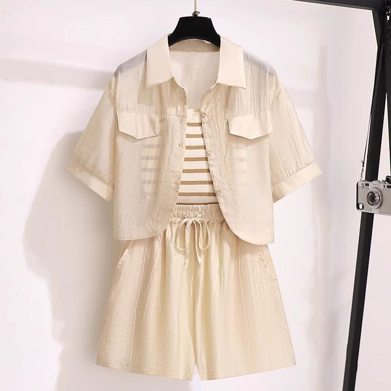 定番シンプル 紫外線対策 上品 全3色 シャツ+パンツセット ＜U-8655＞