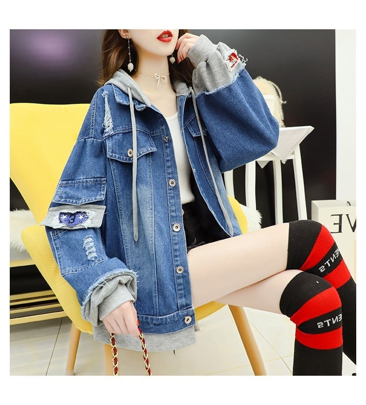主役級 シンプル ファッション ストリート デニムジャケット<U-6072>