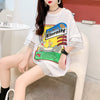 デザインセンス中空プリントTシャツルーズトップス<U-2877>