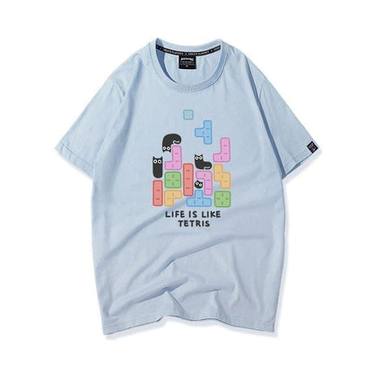 活躍する優秀アイテム 着心地良い カジュアル プリント 全8色 半袖Tシャツ 男女兼用<U-9321>