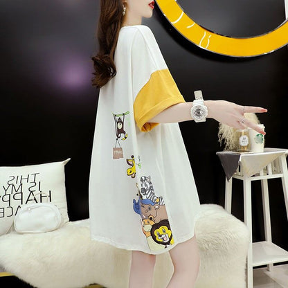 話題沸騰中 配色 オシャレ ゆったり 体型カバー 着?せ 半袖 Tシャツ ＜U-1969＞