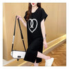 韓国系 ロング ハートマーク Tシャツ 半袖 ＜U-2837＞