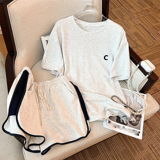 ファッション 切り替え 美人度アップ Tシャツ＋ショートパンツ セットアップ＜U-3527＞