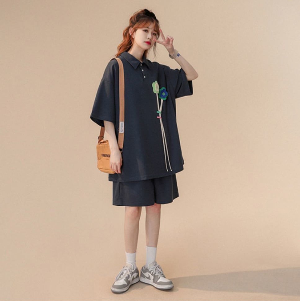 期間限定 ゆったり感アップ ファッション Tシャツ＋ショートパンツ セットアップ＜U-8679＞