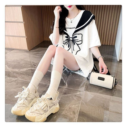 夏新作  キュート 厚手全6色フード付きパーカ<U-4582> プリントTシャツ 2色 ゆったり半袖＜U-8226＞