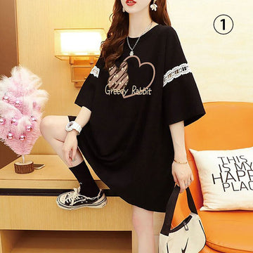 好感度UP リボン キュート プリント全3色 半袖Tシャツ カットソー ＜U-8555＞