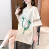 イレギュラー 切り替え カジュアル プリント Tシャツ カットソー＜U-3496＞