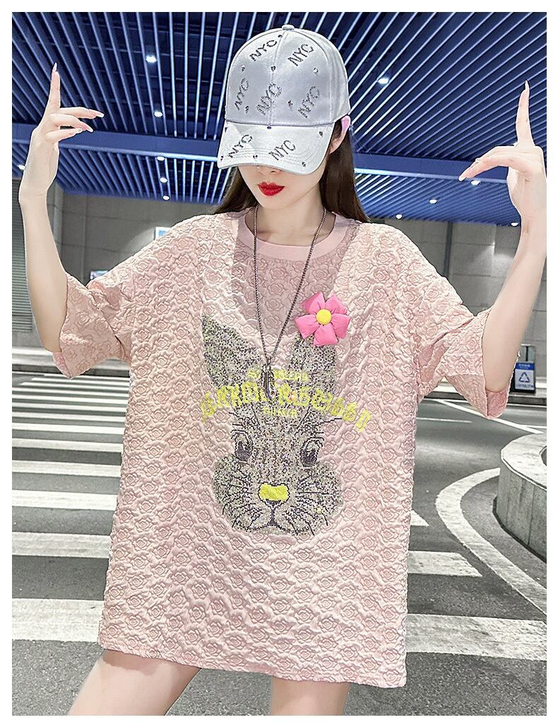 話題沸騰中 キュート カジュアル ホットダイヤモンド 半袖Tシャツ＜U-8626＞