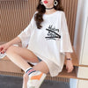 【人気商品再入荷！】   デザイン個性ゆったりミドル丈半袖Tシャツ<U-3036>
