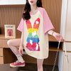 美人度アップ Tシャツ 可愛いウサギ 丸襟 半袖＜U-2824＞