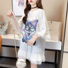 好感度満載 プリント 美感いっぱい Tシャツ カットソー ワンピース＜U-3428＞