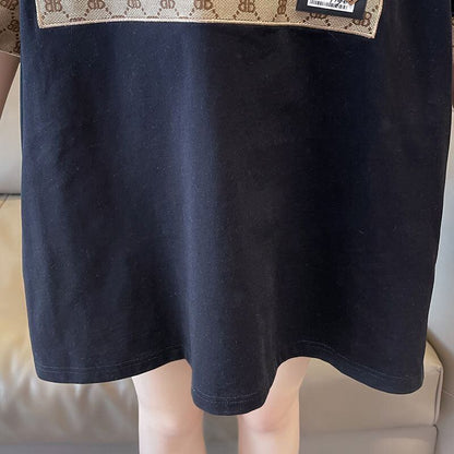 活躍する優秀アイテム 刺繍 個性的なデザイン 切り替え 2色選択 半袖 Tシャツ <U-9275>