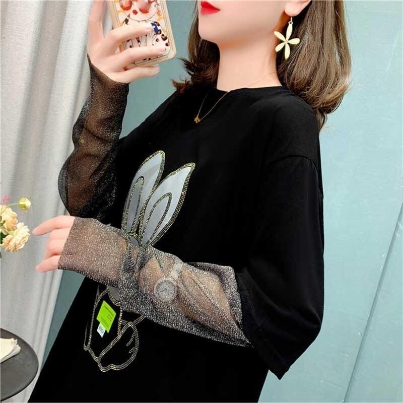 個性的なデザイン カートゥーンプリント 女性力を高める Tシャツ カットソー＜U-2995＞