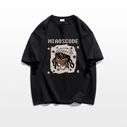 ベストセラーアイテム！ カジュアル 定番シンプル ルーズ プリント全5色 半袖Tシャツ<U-9022>