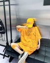 売り切れ必至 ゆったり ファッション感満々 ロング丈 3色半袖Tシャツ＜U-9086＞