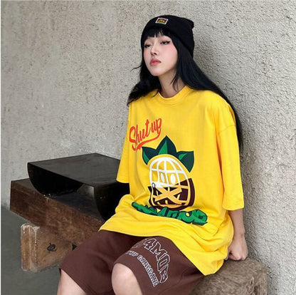 話題沸騰中 おしゃれ度高め 活躍する優秀アイテム プリント 半袖 Tシャツ <U-9325>