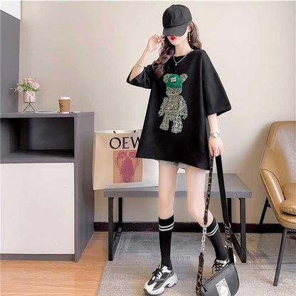 好感度満載 ラウンドネック スタイリッシュ プリント Tシャツ カットソー＜U-2795＞
