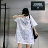 売り切れ必至 ゆったり ファッション感満々 ロング丈 3色半袖Tシャツ＜U-9086＞