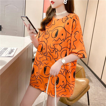 カジュアル 切り替え ファッション プリント Tシャツ カットソー＜U-3484＞