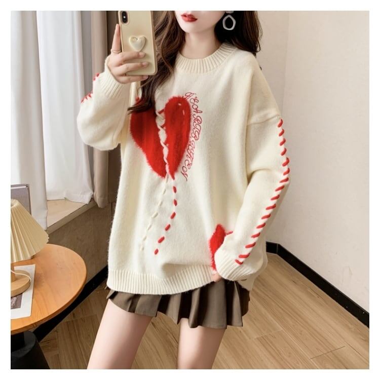 超人気  厚手 ゆったりニットセーター<U-6057>