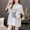合わせやすい アルファベット ラウンドネック プリントTシャツ ゆったり ワンピース＜U-3992＞