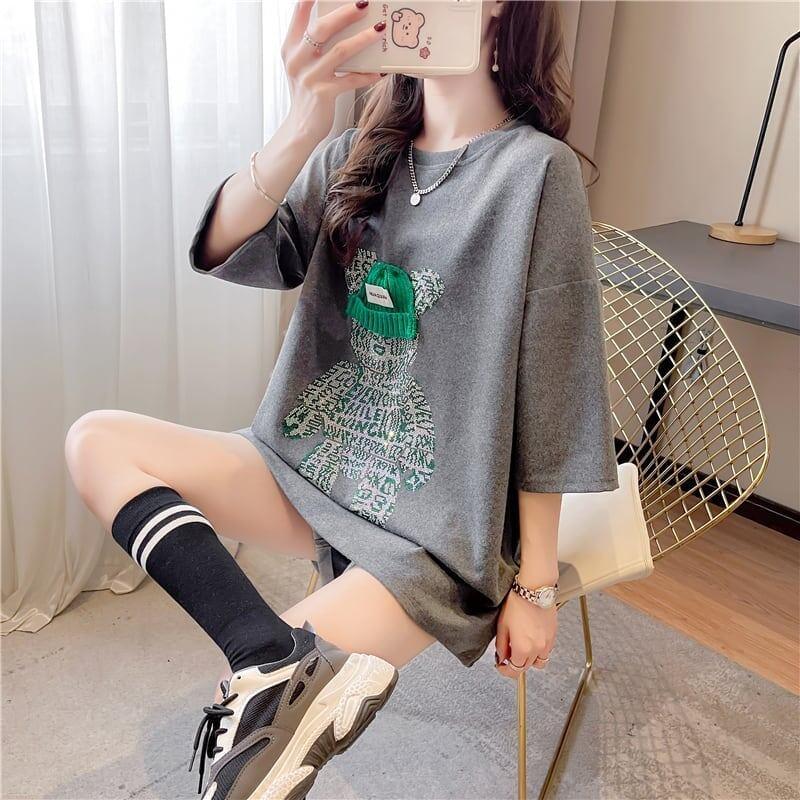 好感度満載 ラウンドネック スタイリッシュ プリント Tシャツ カットソー＜U-2795＞