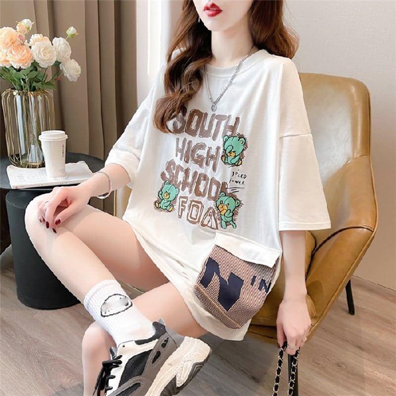 スタイリッシュ 3色選択可 一目惚れ カートゥーンプリント Tシャツ カットソー＜U-3091＞