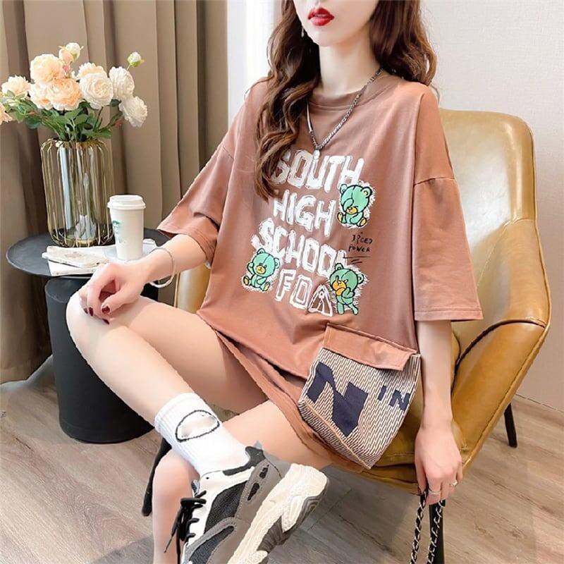 スタイリッシュ 3色選択可 一目惚れ カートゥーンプリント Tシャツ カットソー＜U-3091＞