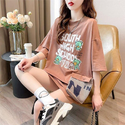 スタイリッシュ 3色選択可 一目惚れ カートゥーンプリント Tシャツ カットソー＜U-3091＞